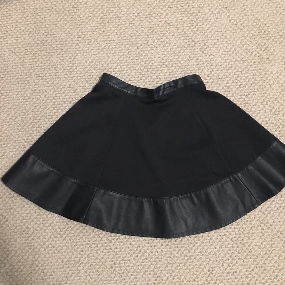 Leather trim skater skirt